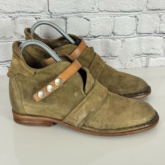 A.S.98 Bryan Tan Suede Leather Ankle Bootie Boots Women Size EU 37 US 6.5-7 AS98